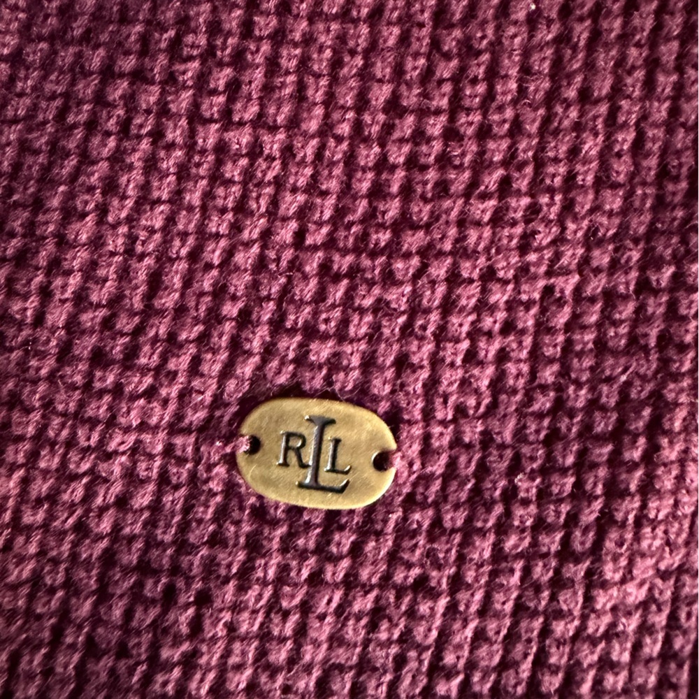 Ralph by Ralph Lauren Merlot Hooded Waffle Knit Sweater 100% Cotton Classic - Picture 4 of 6